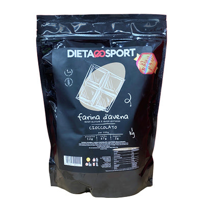 Farina d'avena al Cioccolato Dietaesport 1000 g con cacao, per colazione proteica e porridge