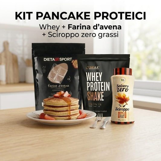 Kit Pancake Proteico Fit – Whey Protein + Farina d'Avena + Sciroppo Zero
