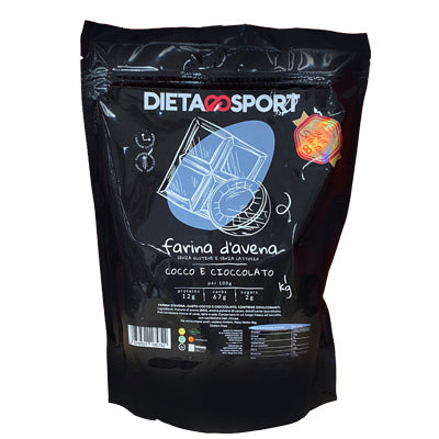 Farina d'avena gusto Cocco e Cioccolato Dietaesport 1000 g per porridge e pancake